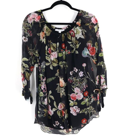 Tempo Paris Sheer Blouse Womens M Black Witchy Romantic Dark Feminine Gypsy Boho - Picture 1 of 9